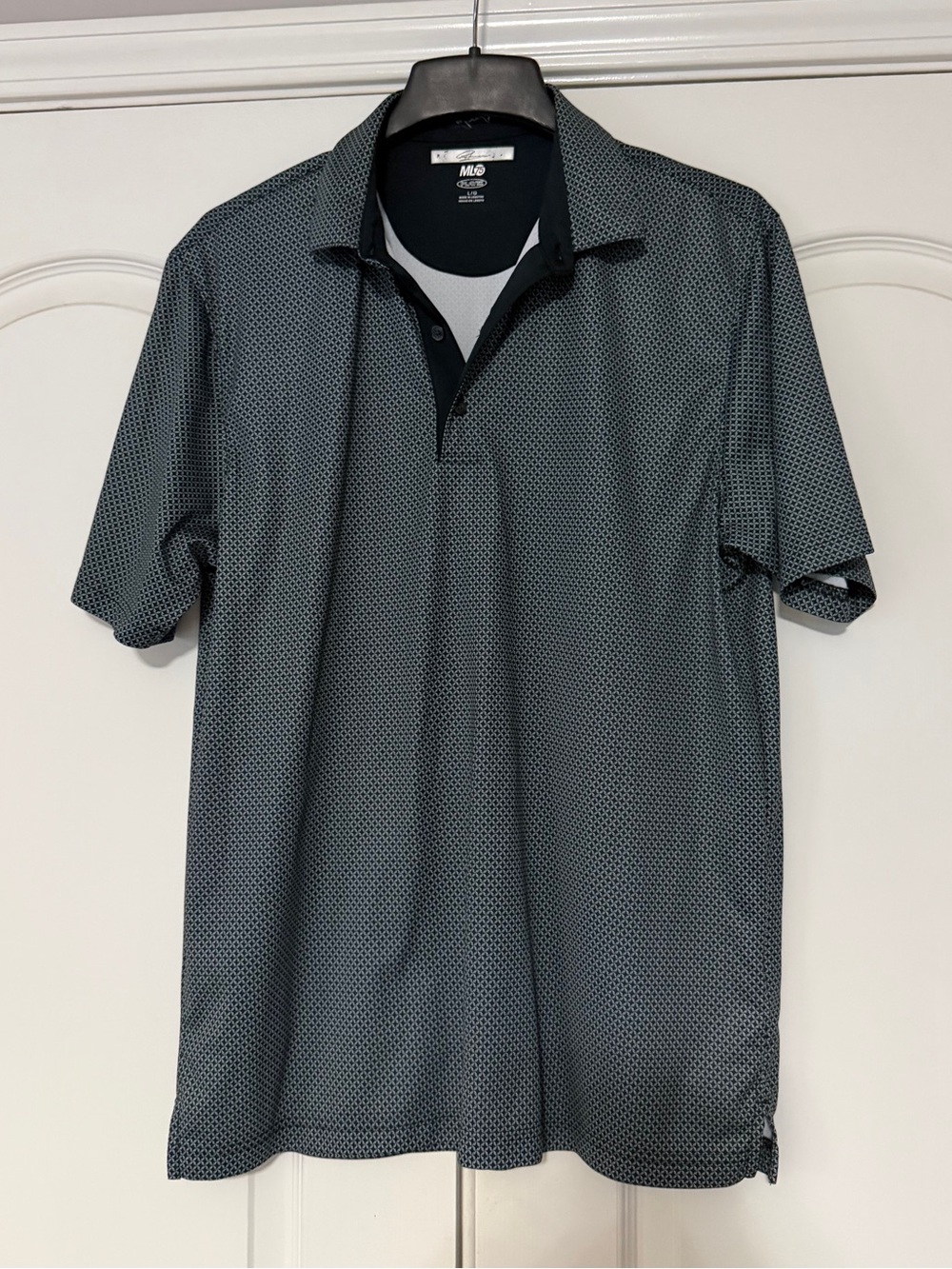 Izod Men’s Black Charcoal Micro-Pattern Polo